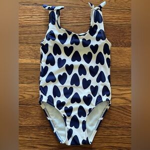 Cat & Jack Blue and White Hearts One-Piece Bathing Suit Baby Girl Size 12M